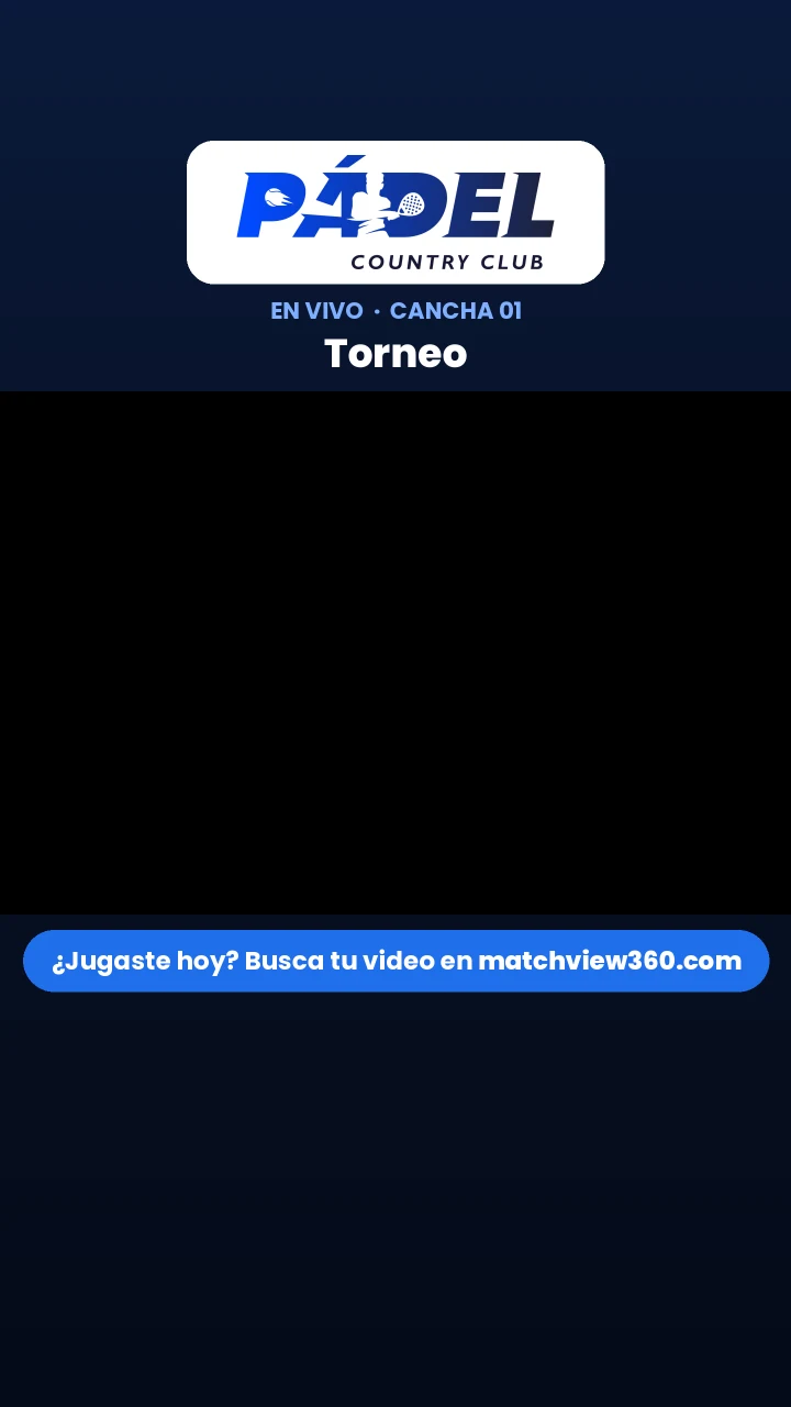 Así se ve una transmisión en vivo: logo del club arriba, la cancha en el centro y la invitación a buscar el video abajo